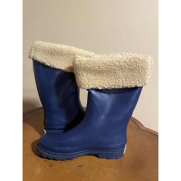 Bearpaw Women's Shearling Lined Blue Rubber Rain boots Size 3 (F142) - Picture 4 of 9